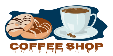 Illustrated Coffee Cup and Donuts Coffee Shop Template